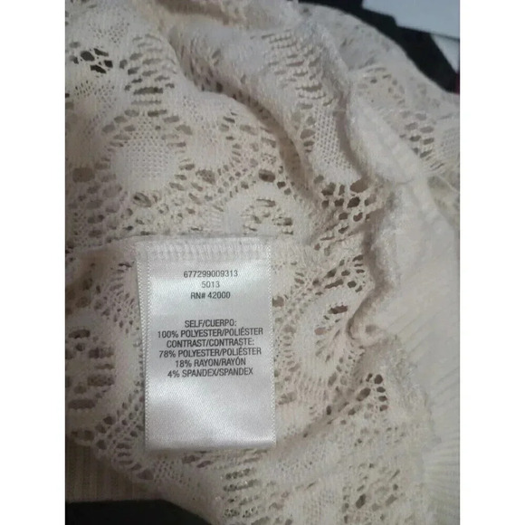 Bongo Cream Lace Blouse Short Sleeve Sheer Romantic Size XL - Picture 4 of 4